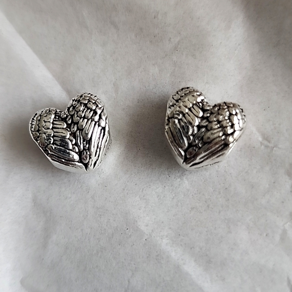 PAIR of HEART Angel Wings Bracelet Charms Compatable With Pandora#4